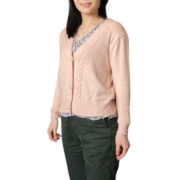 Braided Pink Cardigan - Picture 1 of 12